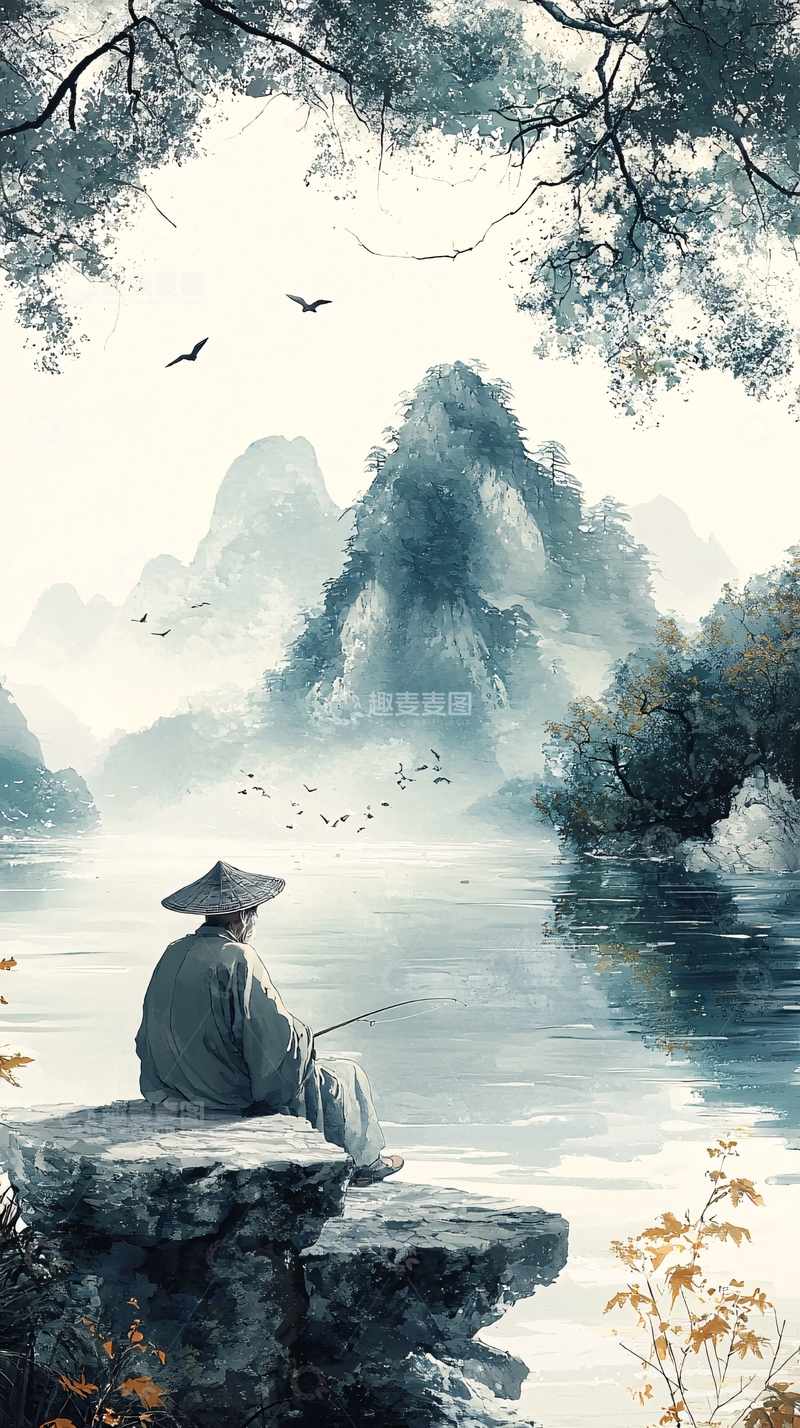 高清大图下载【趣麦麦图】水墨风格山水画