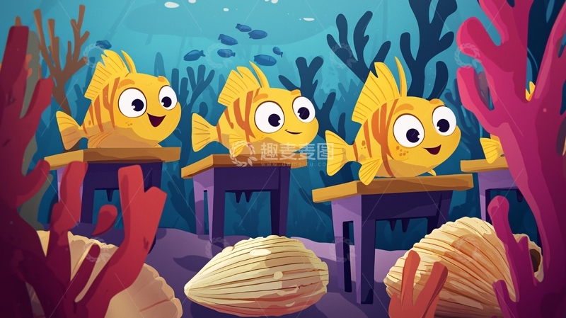 高清大图下载【趣麦麦图】海底课堂