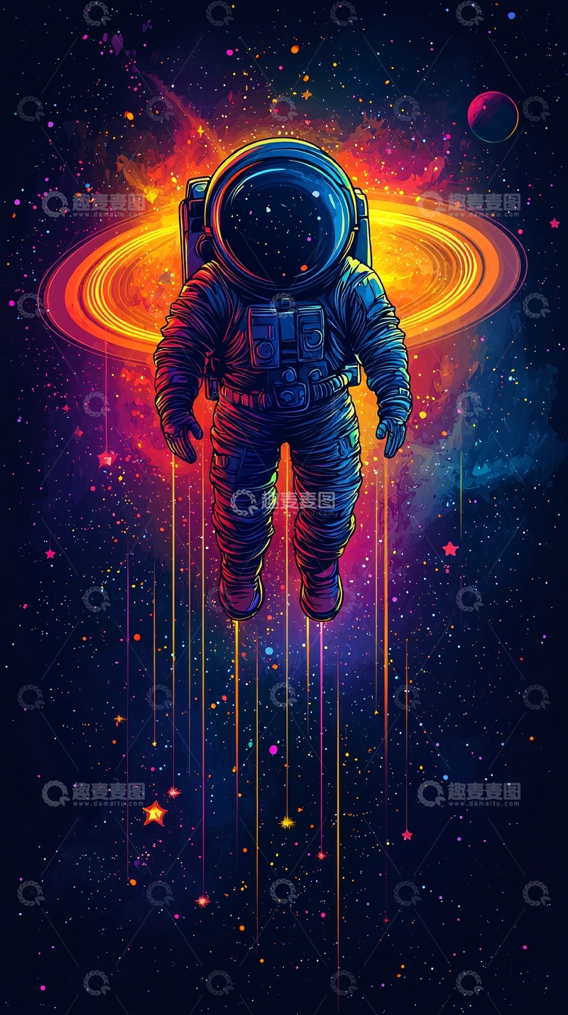 高清大图下载【趣麦麦图】宇航员太空漂流