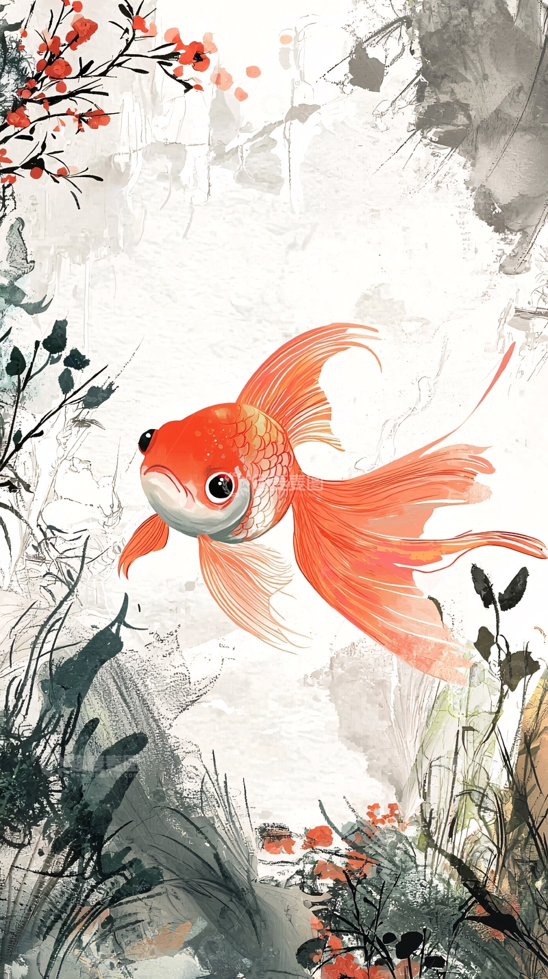 高清大图下载【趣麦麦图】水墨金鱼