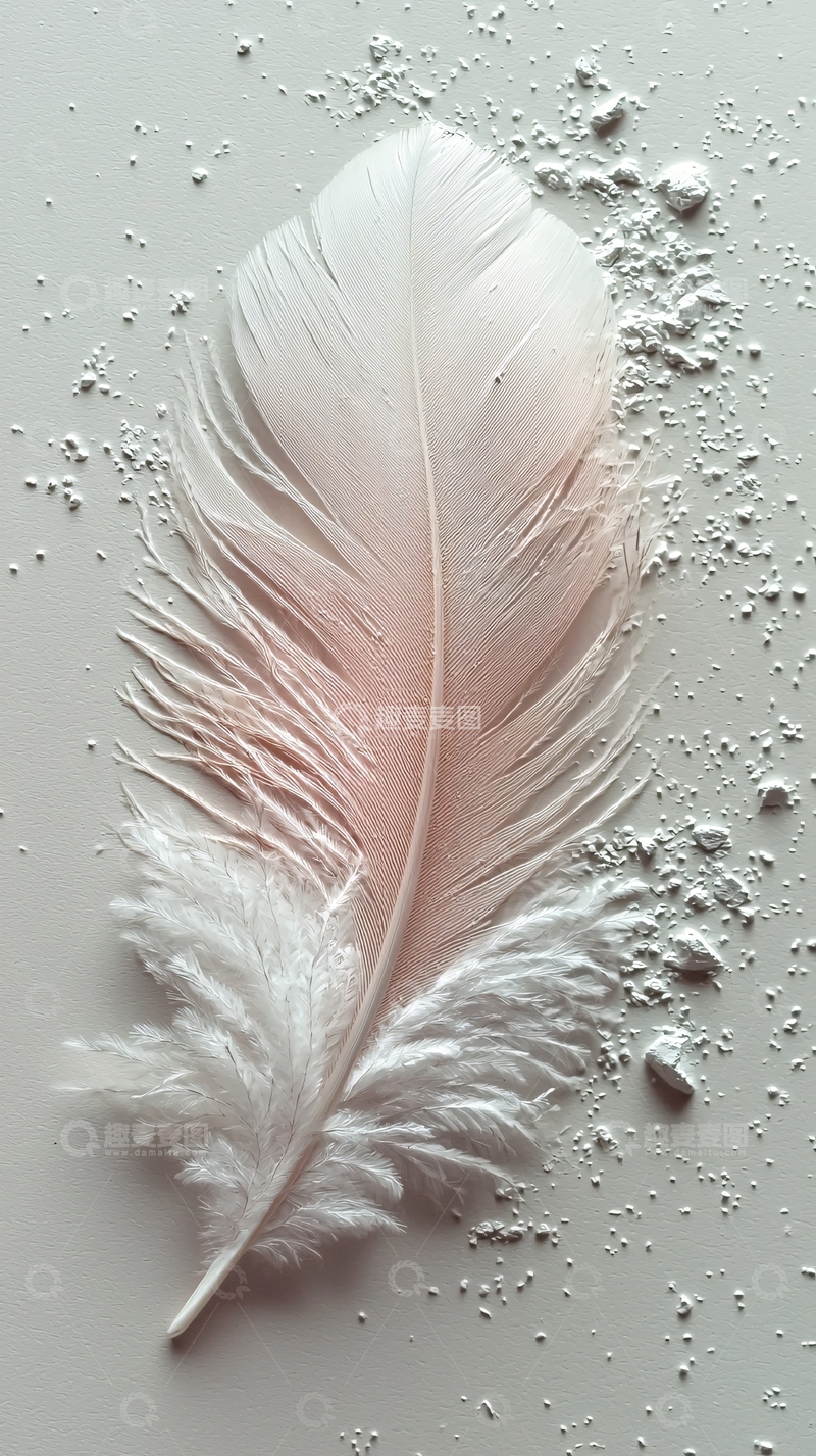高清大图下载【趣麦麦图】羽毛与白色粉末的特写