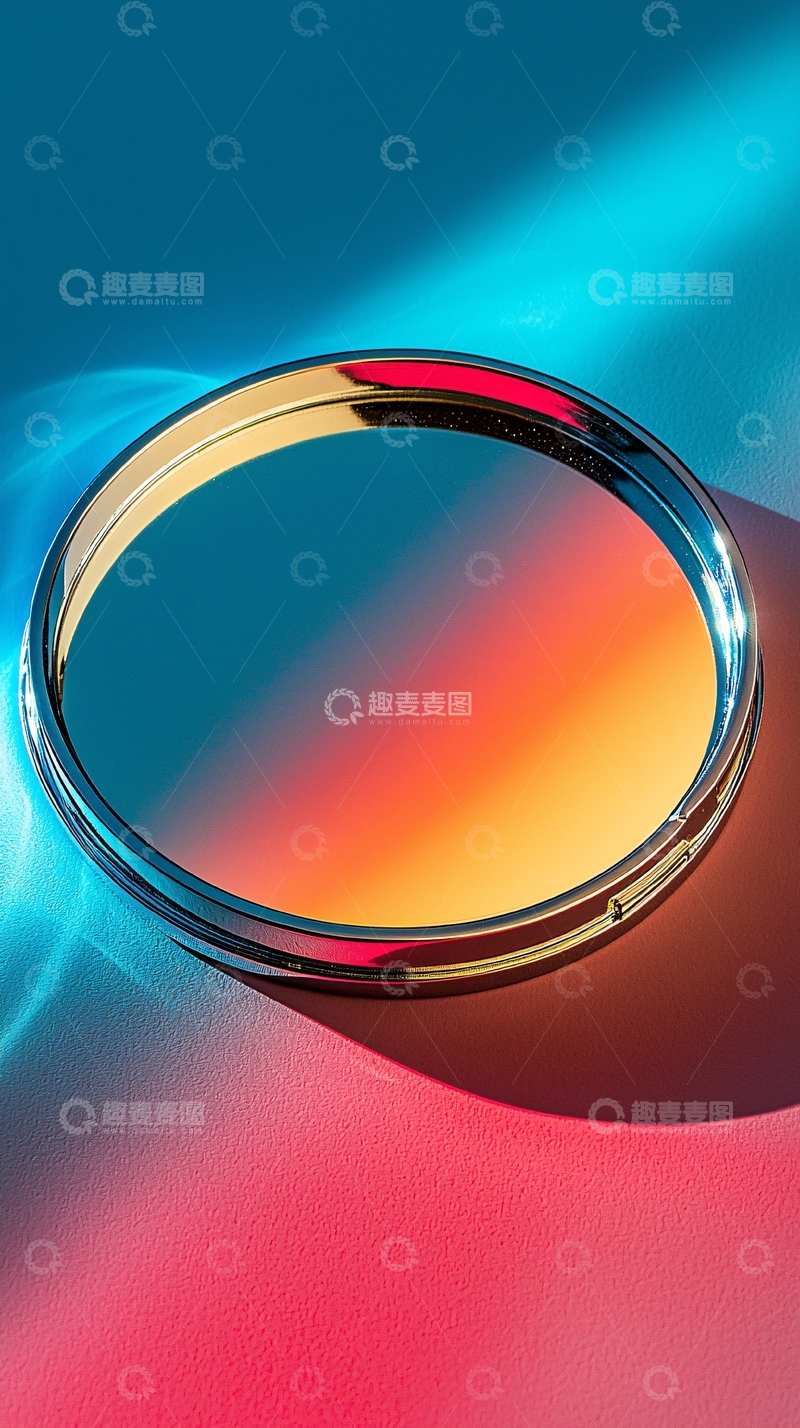 高清大图下载【趣麦麦图】圆形镜子在彩色背景上的特写
