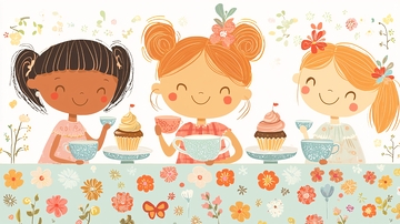 三个女孩下午茶派对