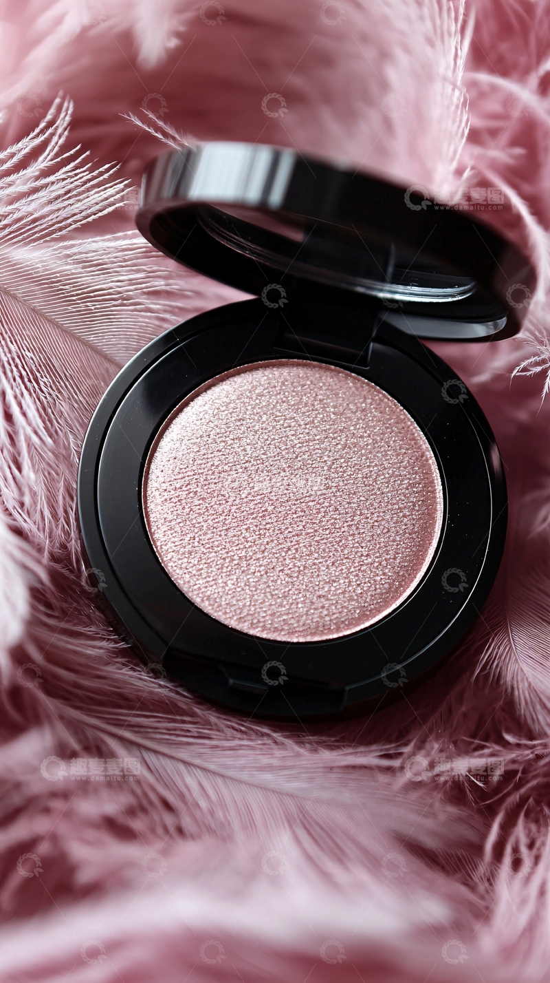 高清大图下载【趣麦麦图】粉色眼影置于羽毛上
