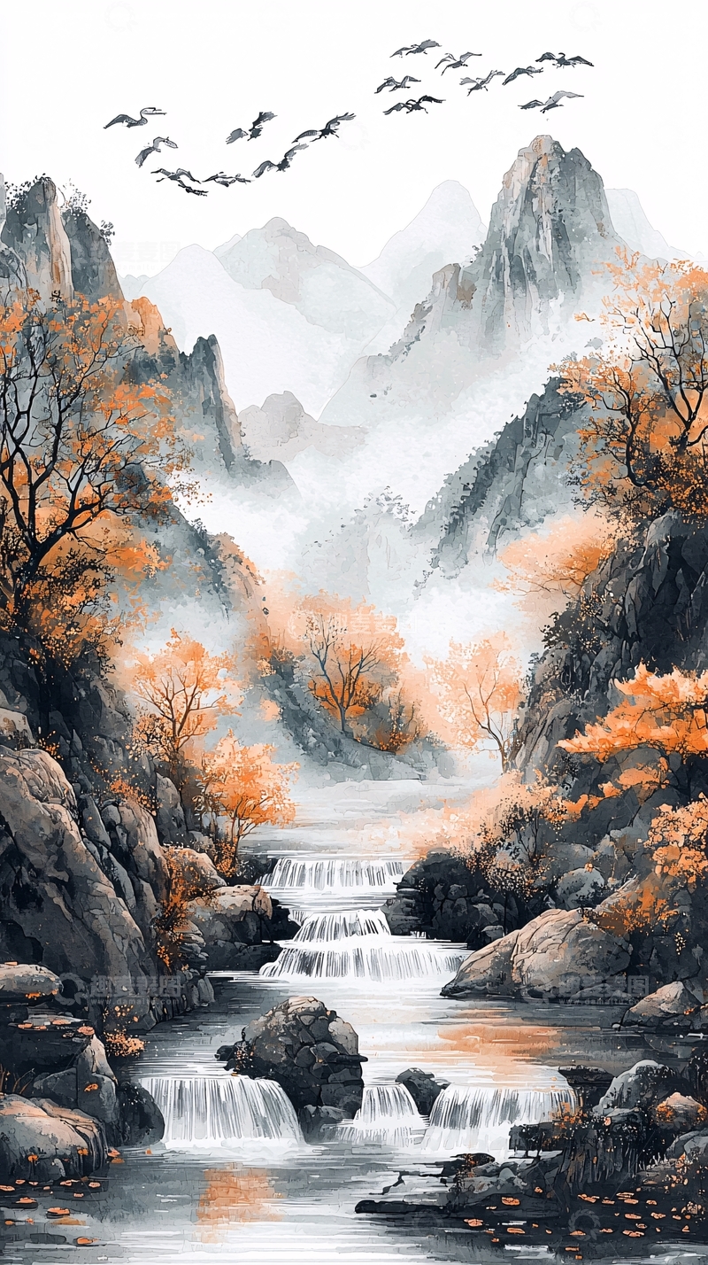 高清大图下载【趣麦麦图】水墨山水画541