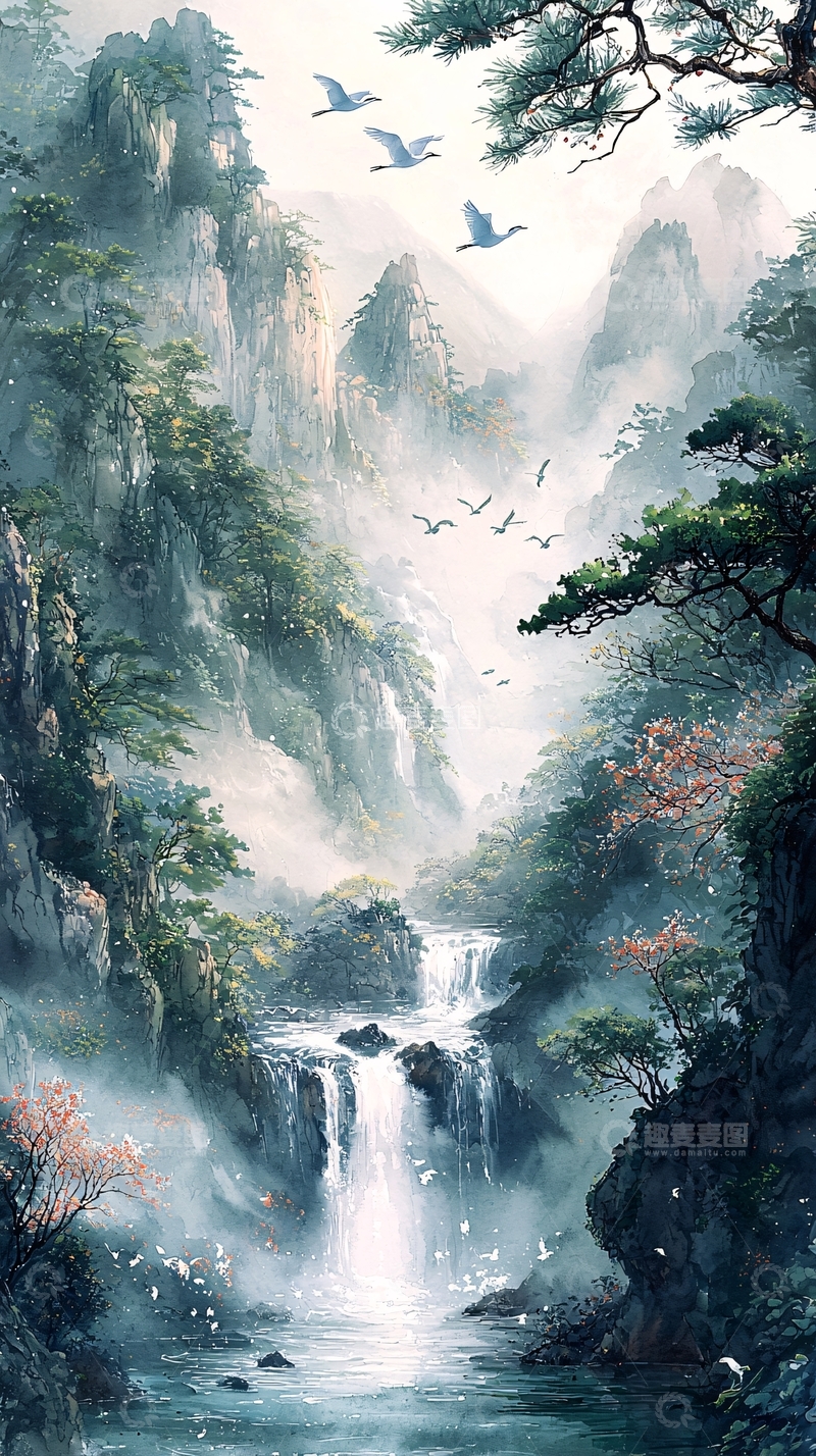 高清大图下载【趣麦麦图】山水画意境深远