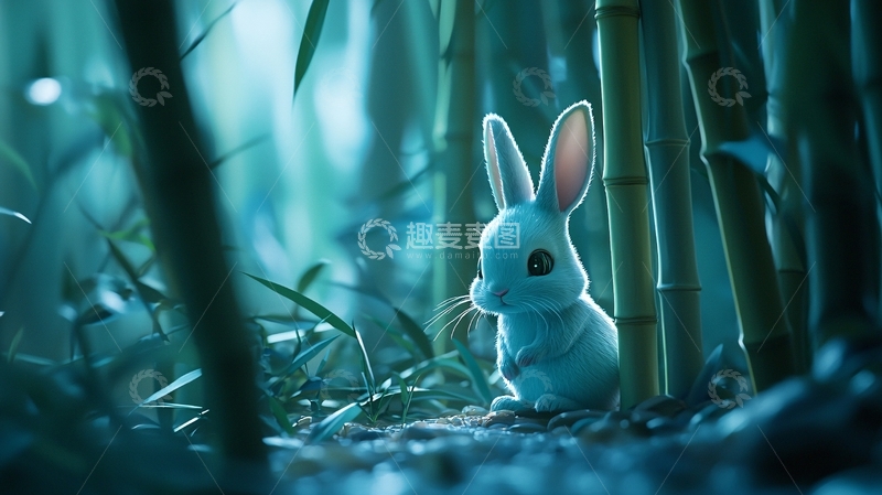 高清大图下载【趣麦麦图】蓝色兔子
