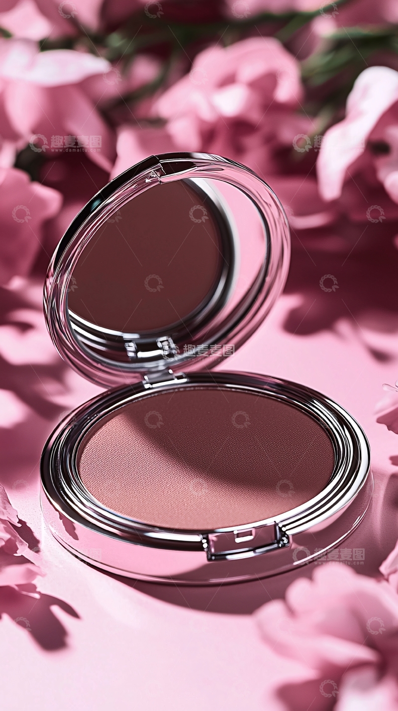 高清大图下载【趣麦麦图】粉色花瓣簇拥下的粉饼