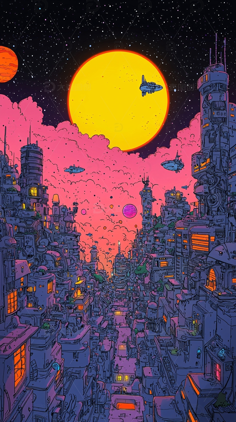 高清大图下载【趣麦麦图】未来城市夜景49