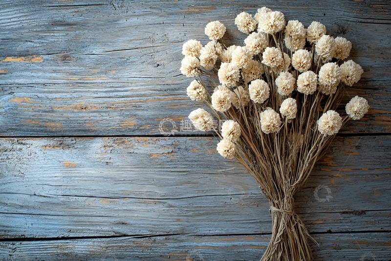 高清大图下载【趣麦麦图】木质背景上的干花束