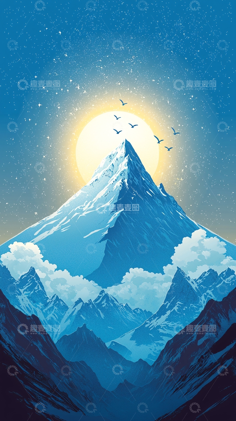 高清大图下载【趣麦麦图】雪山之巅