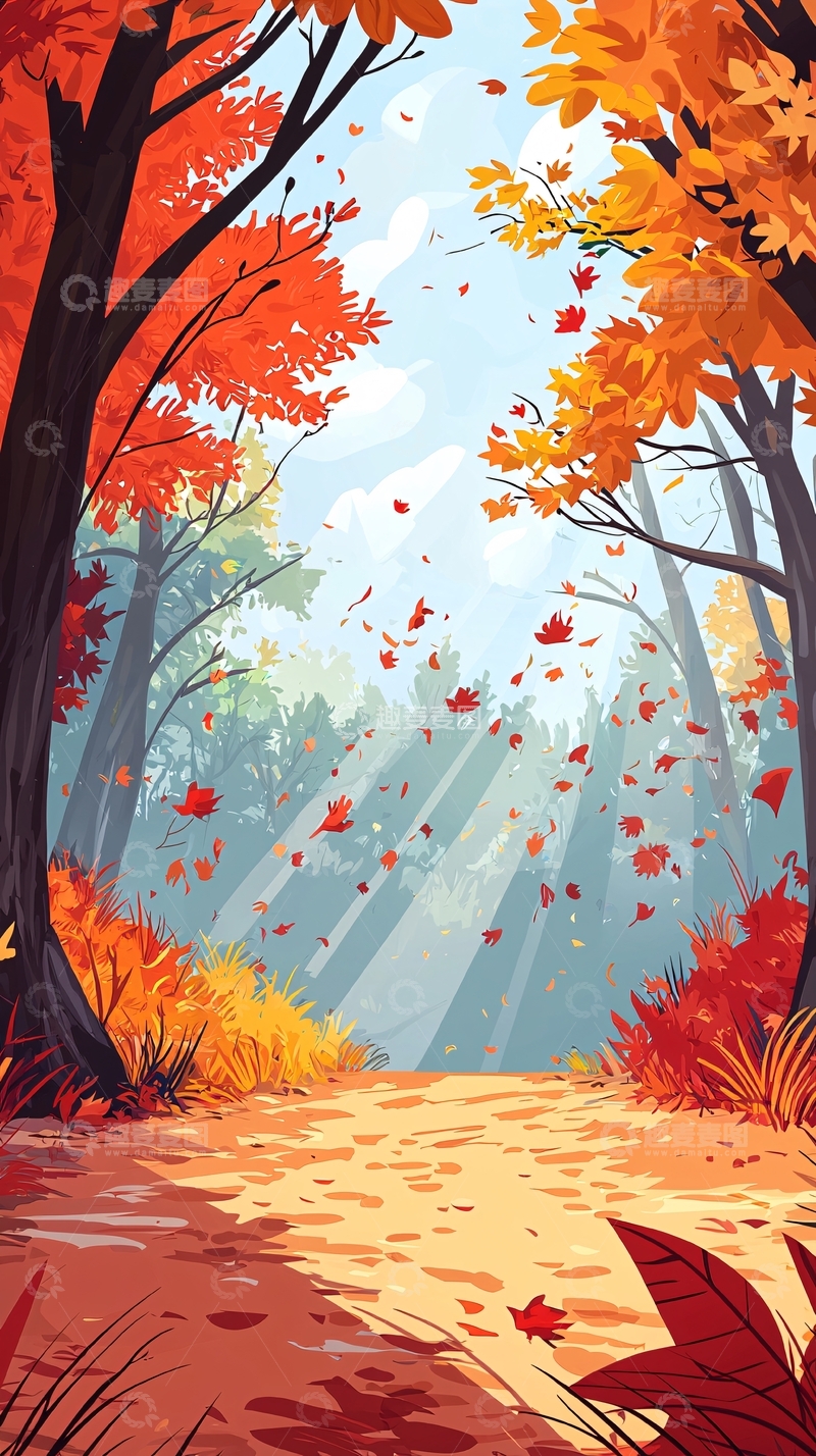 高清大图下载【趣麦麦图】秋季森林小路