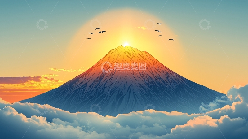 高清大图下载【趣麦麦图】富士山日出3