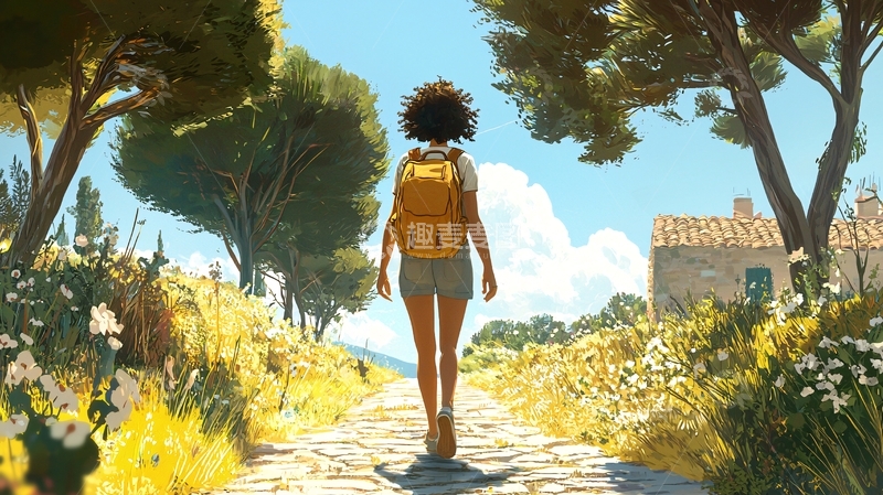 高清大图下载【趣麦麦图】阳光下女孩远行