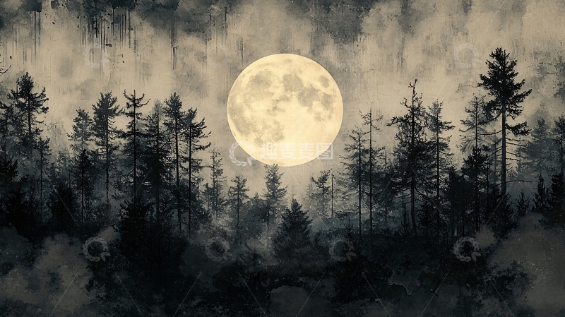 高清大图下载【趣麦麦图】月夜森林