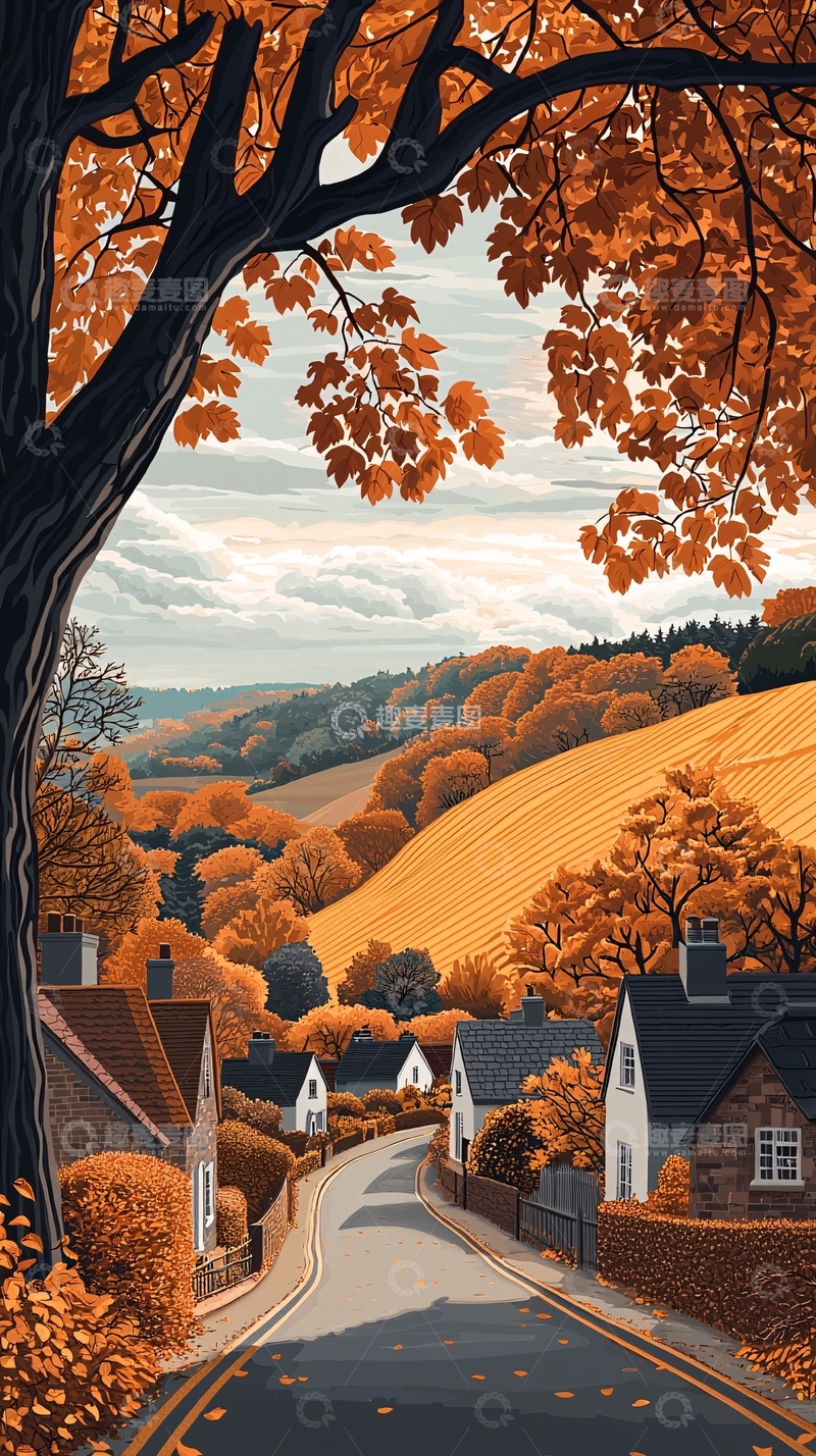 高清大图下载【趣麦麦图】秋日乡间小路