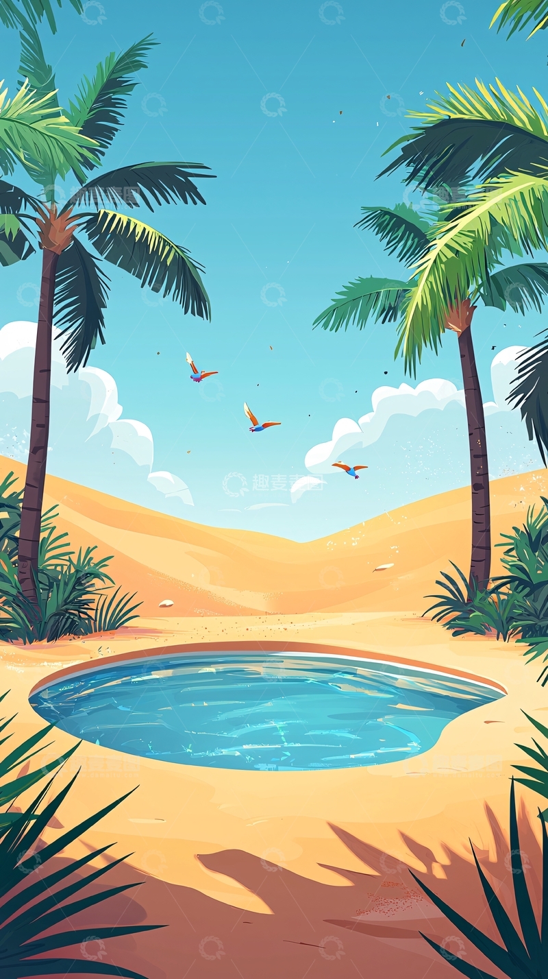 高清大图下载【趣麦麦图】沙漠绿洲