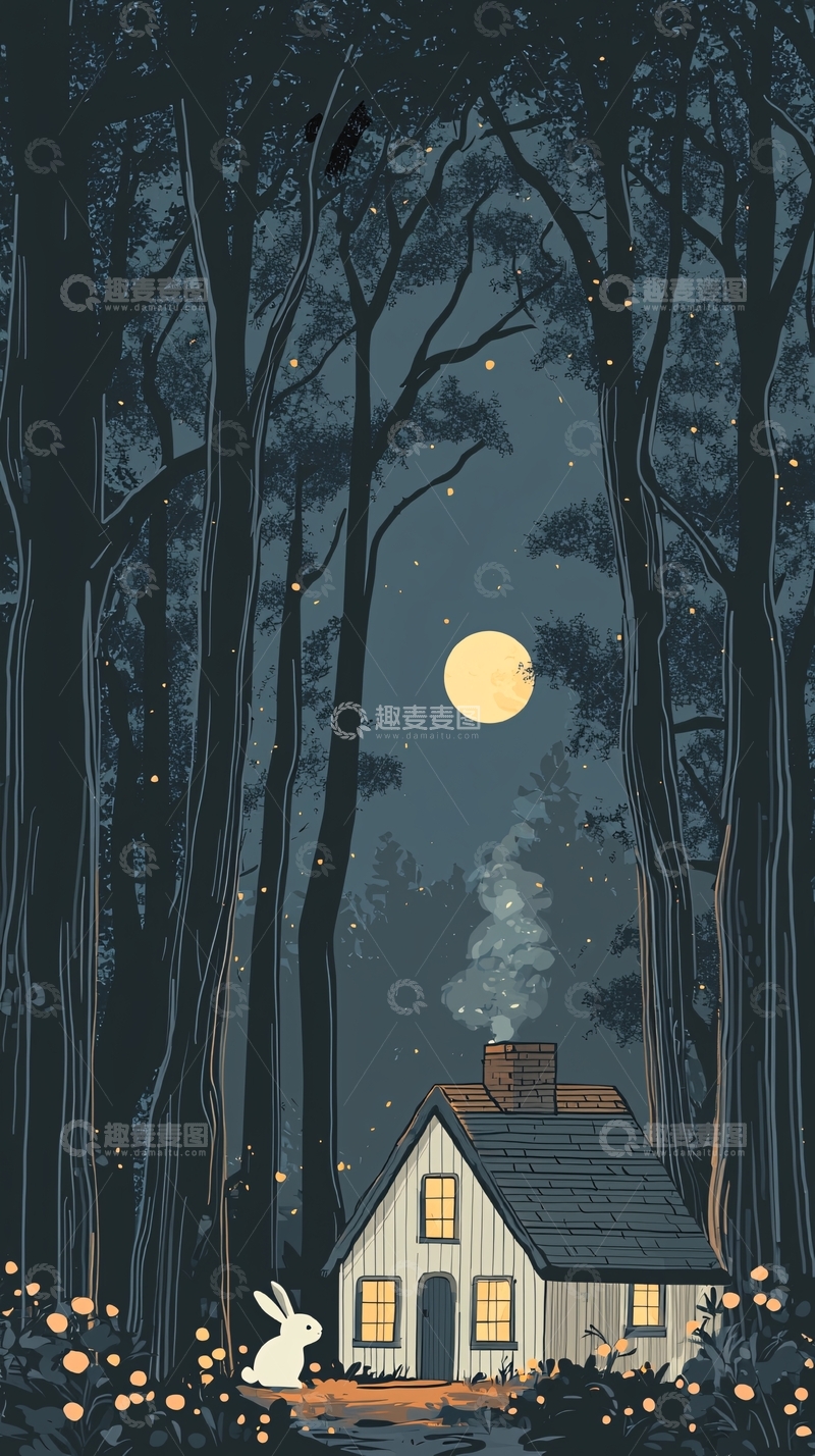 高清大图下载【趣麦麦图】月光森林小屋