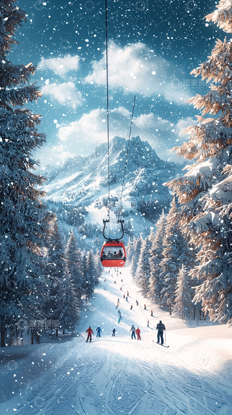 高清大图下载【趣麦麦图】冬日滑雪胜地
