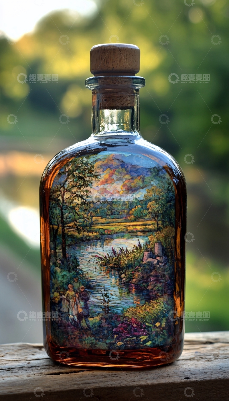 高清大图下载【趣麦麦图】酒瓶风景画