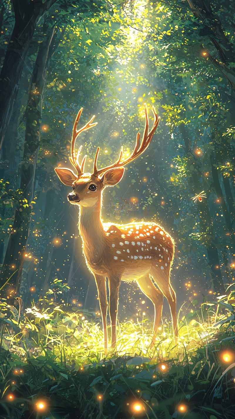 高清大图下载【趣麦麦图】森林里可爱的鹿