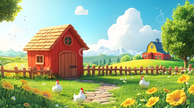 高清大图下载【趣麦麦图】田园风光卡通小屋