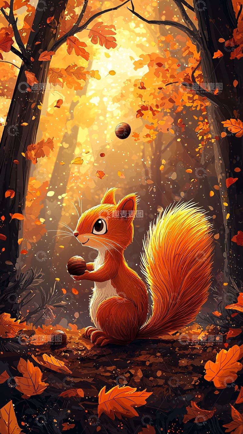 高清大图下载【趣麦麦图】森林里的可爱松鼠