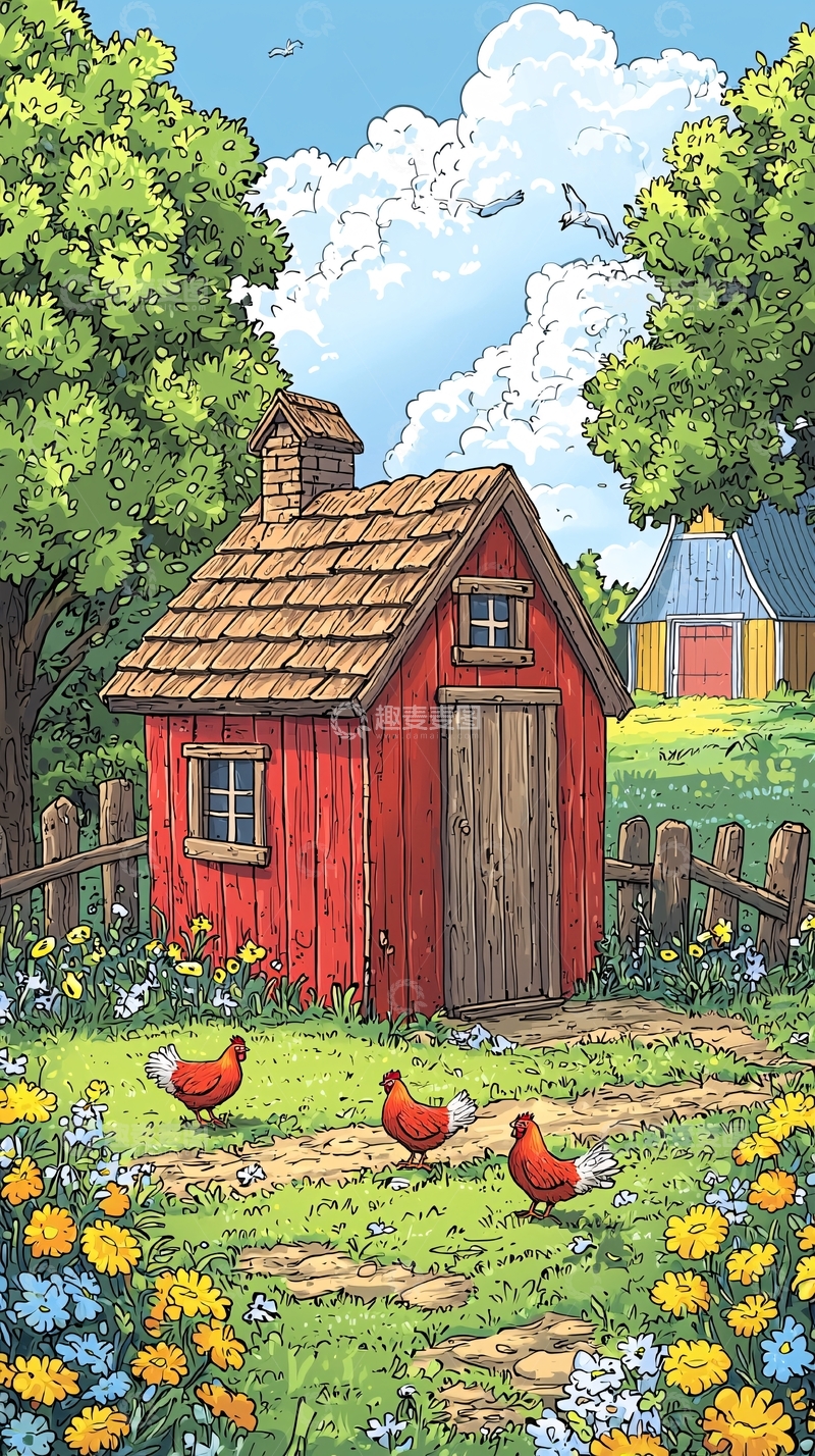 高清大图下载【趣麦麦图】乡村红房子