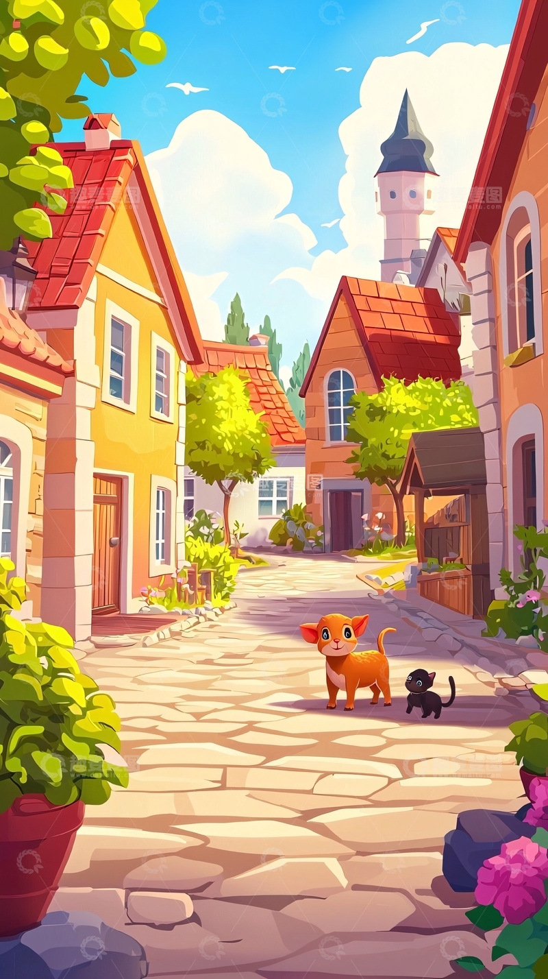 高清大图下载【趣麦麦图】卡通小镇