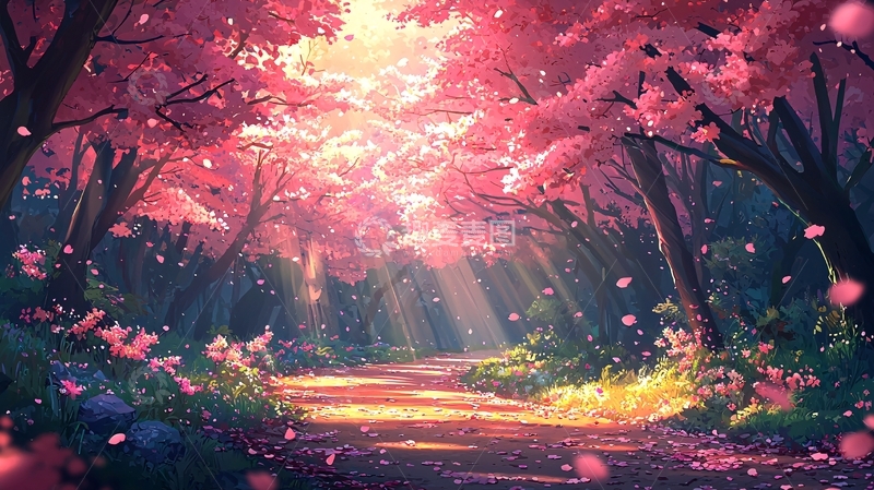 高清大图下载【趣麦麦图】梦幻樱花林