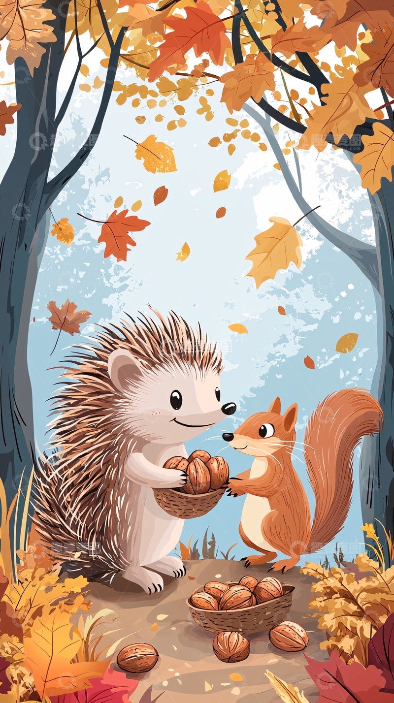 高清大图下载【趣麦麦图】秋天森林小动物