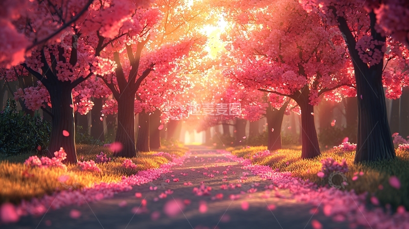 高清大图下载【趣麦麦图】樱花盛开的浪漫小路