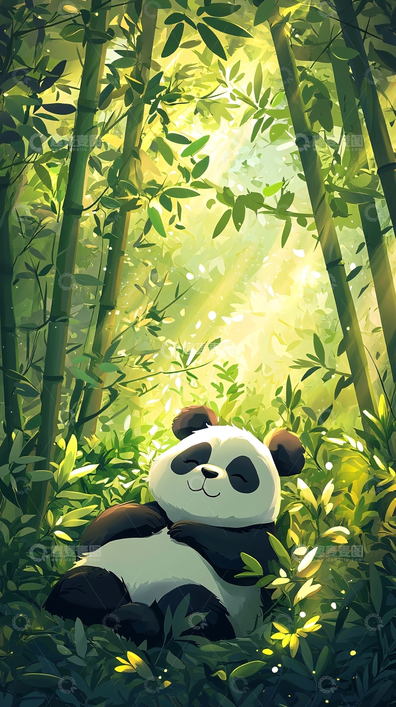 高清大图下载【趣麦麦图】熊猫竹林