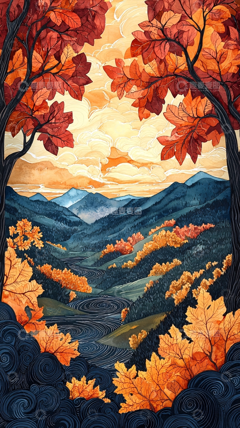 高清大图下载【趣麦麦图】秋日山谷景色