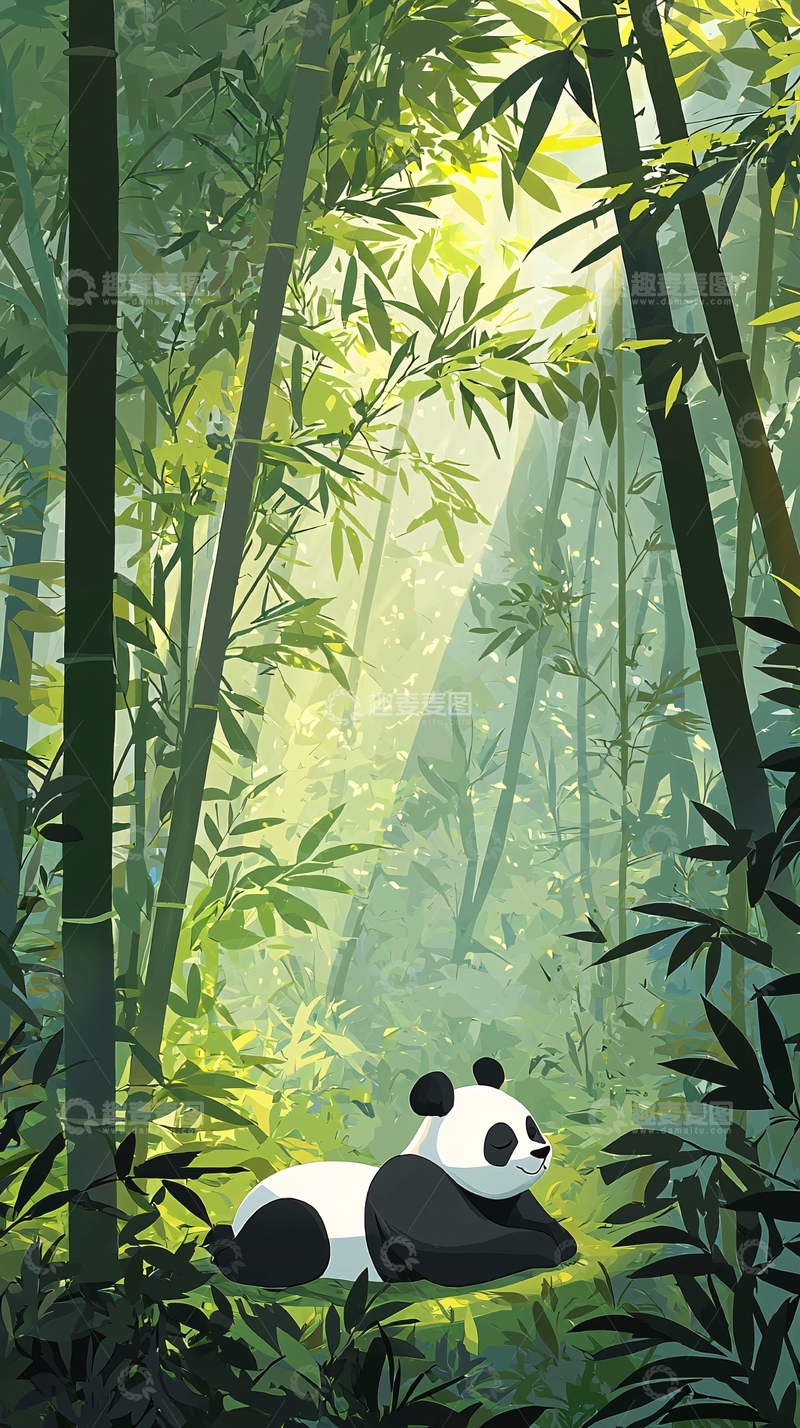 高清大图下载【趣麦麦图】熊猫竹林