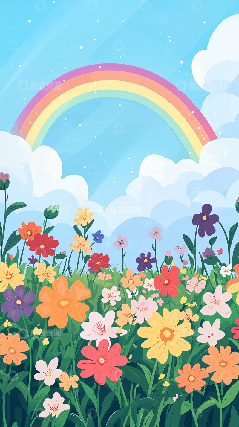 高清大图下载【趣麦麦图】彩虹花田