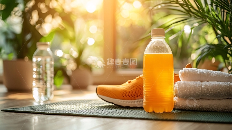 高清大图下载【趣麦麦图】运动垫上的运动装备