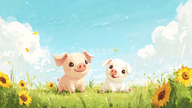 高清大图下载【趣麦麦图】卡通小猪