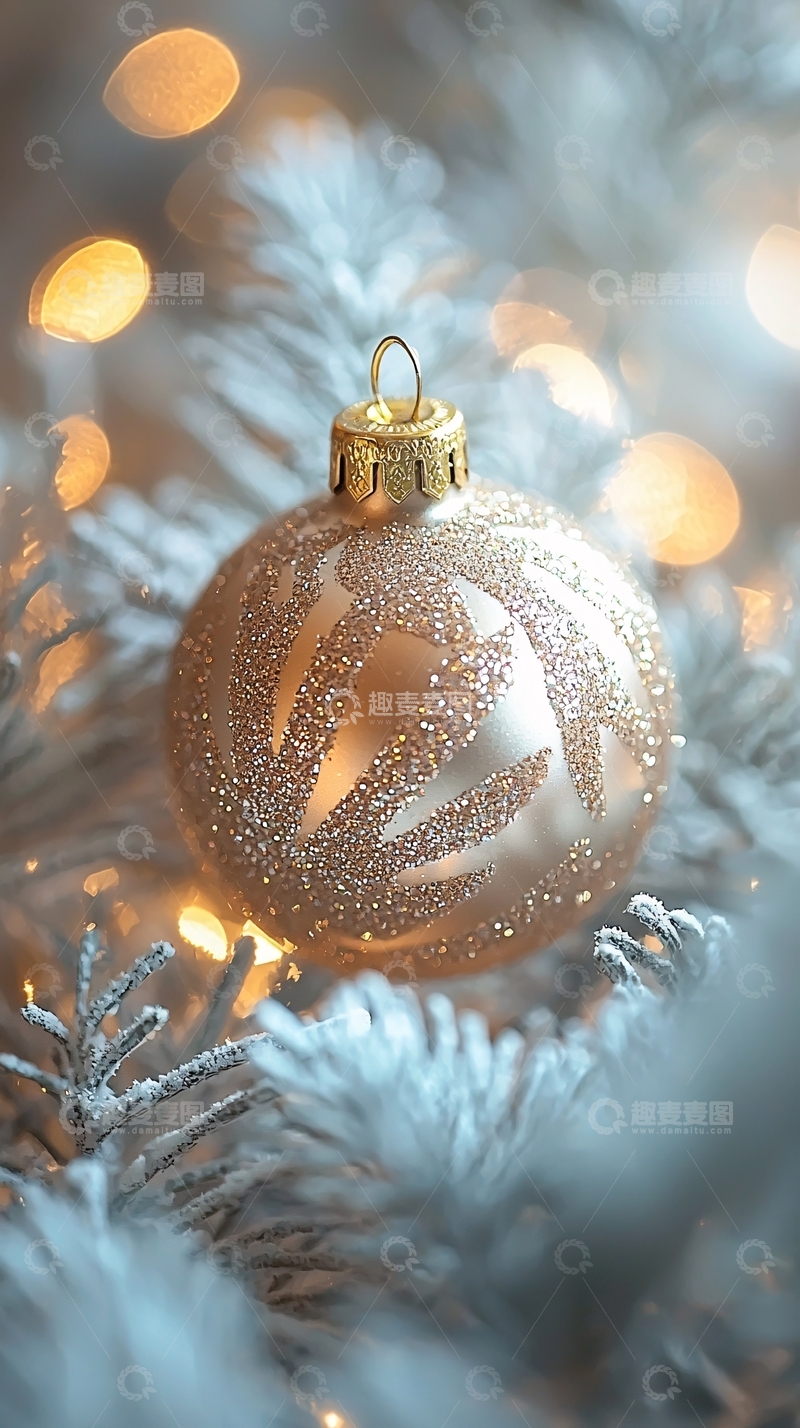 高清大图下载【趣麦麦图】金色圣诞球特写