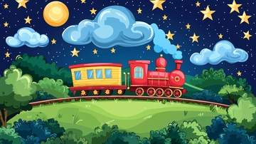 星空下红色的火车