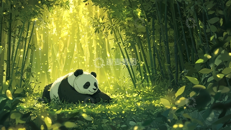 高清大图下载【趣麦麦图】熊猫竹林