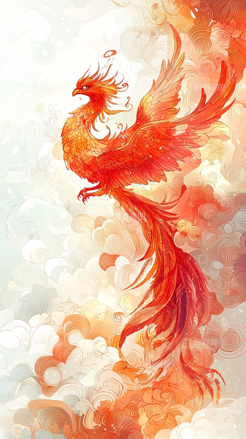 高清大图下载【趣麦麦图】红色凤凰浴火重生图