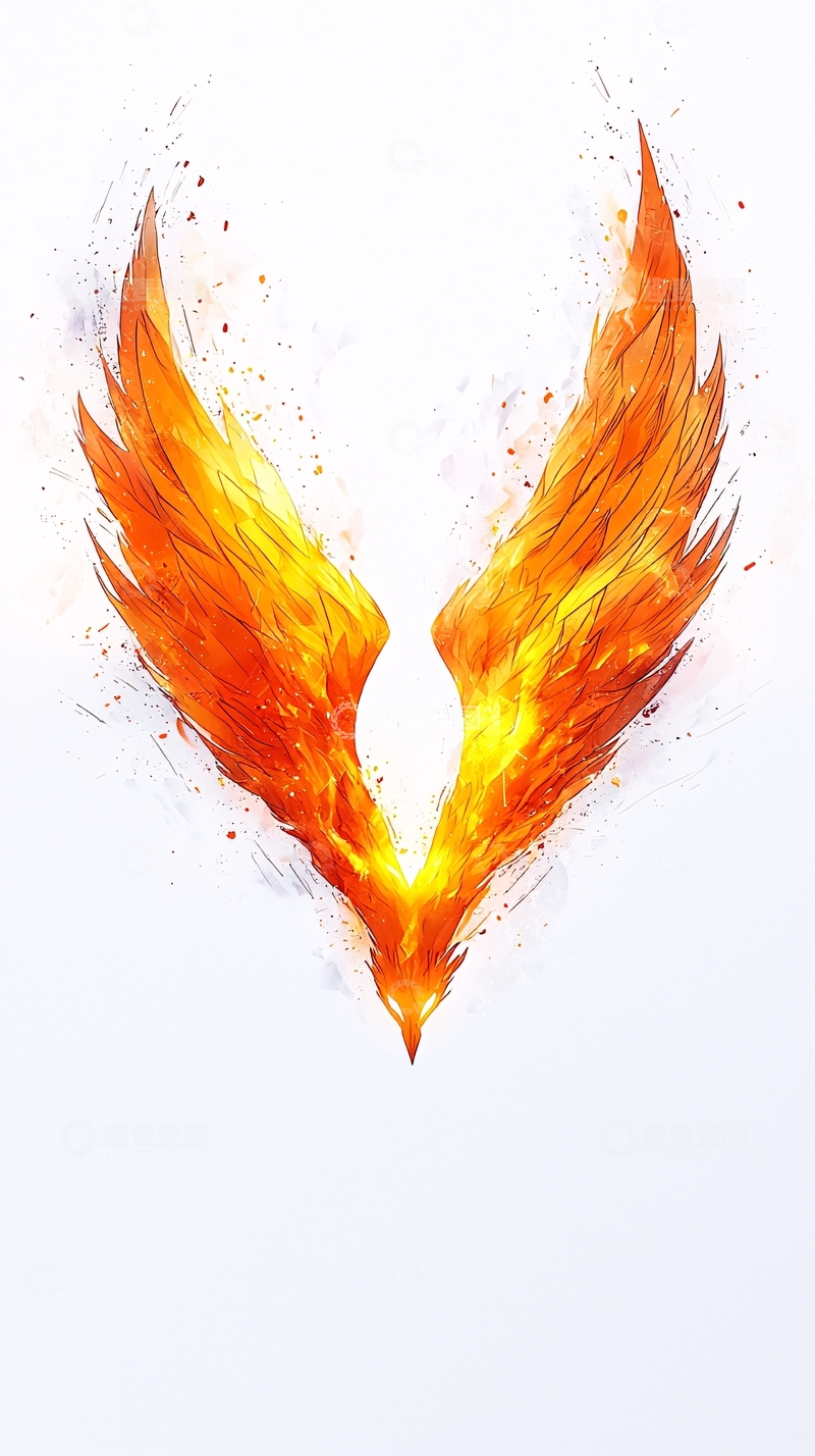 高清大图下载【趣麦麦图】火焰翅膀水彩风
