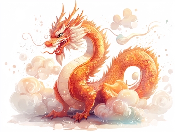 橙色祥云中国龙