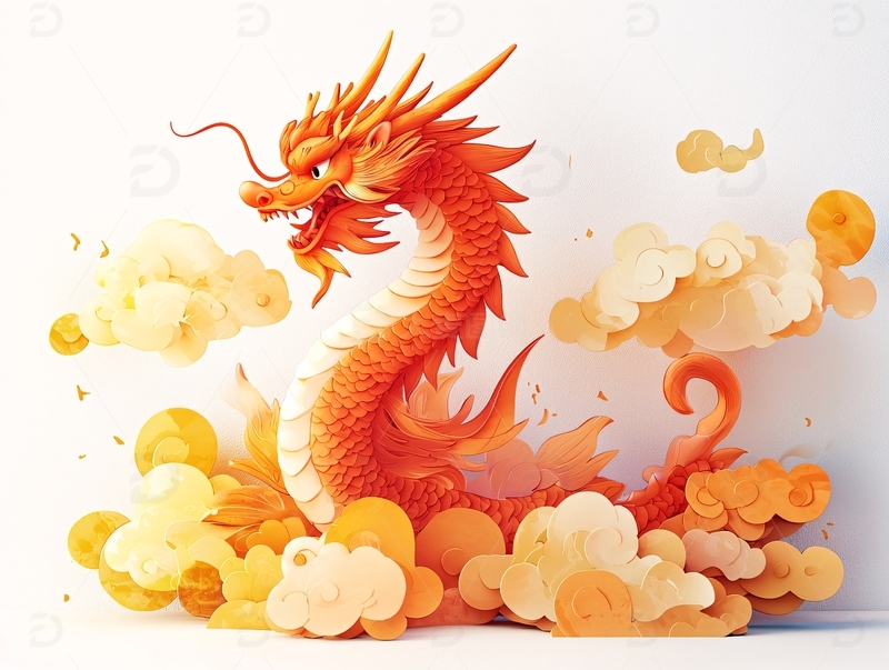 高清大图下载【趣麦麦图】祥云瑞气腾空飞龙