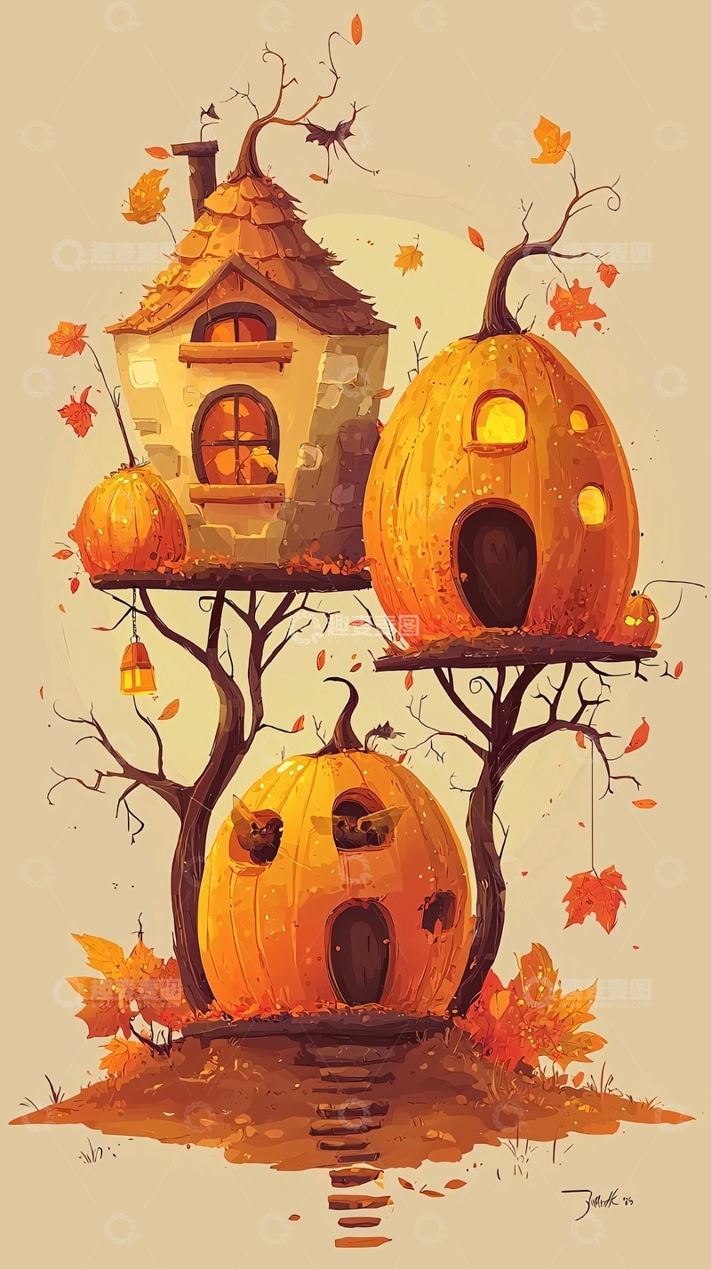 高清大图下载【趣麦麦图】卡通南瓜屋