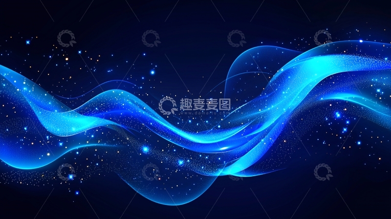 高清大图下载【趣麦麦图】蓝色波浪抽象背景