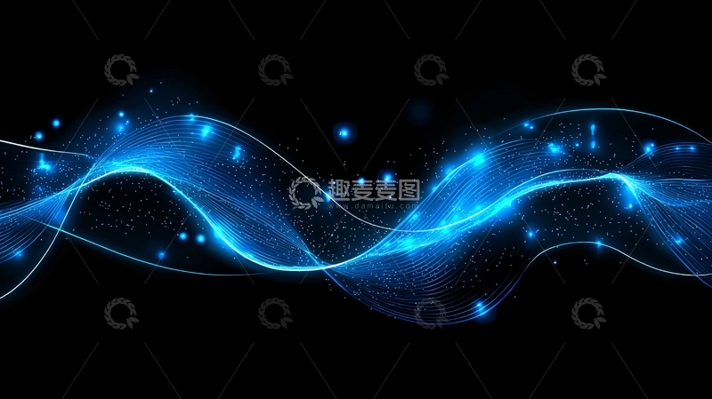 高清大图下载【趣麦麦图】蓝色能量波浪