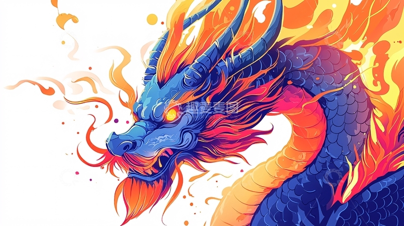 高清大图下载【趣麦麦图】蓝色火焰龙