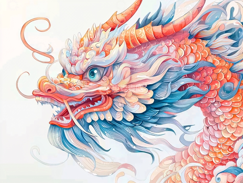 高清大图下载【趣麦麦图】彩色祥龙头部特写